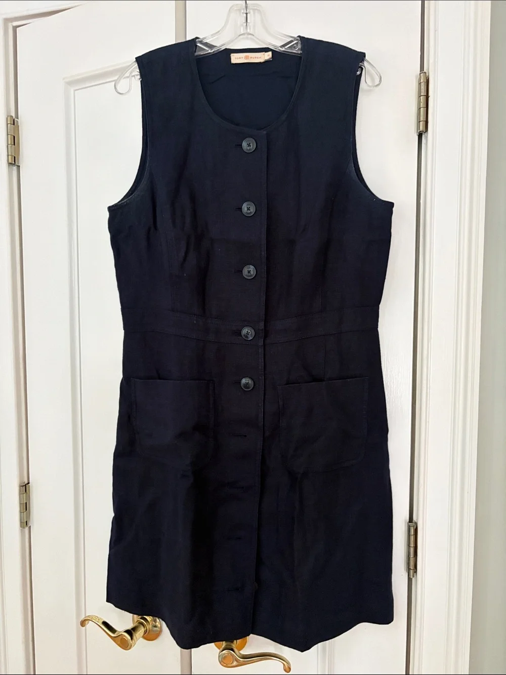 Tory Burch Navy Sleeveless Button Front Dress Size 12 - Picture 1 of 3